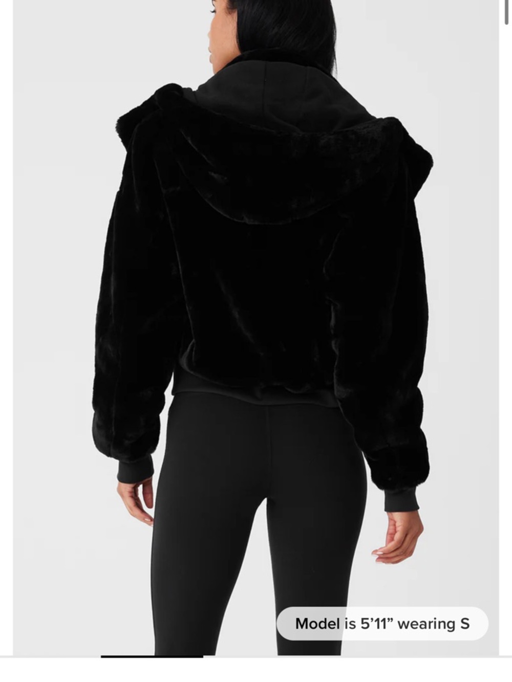 ALO black faux fur foxy jacket - Picture 3 of 16